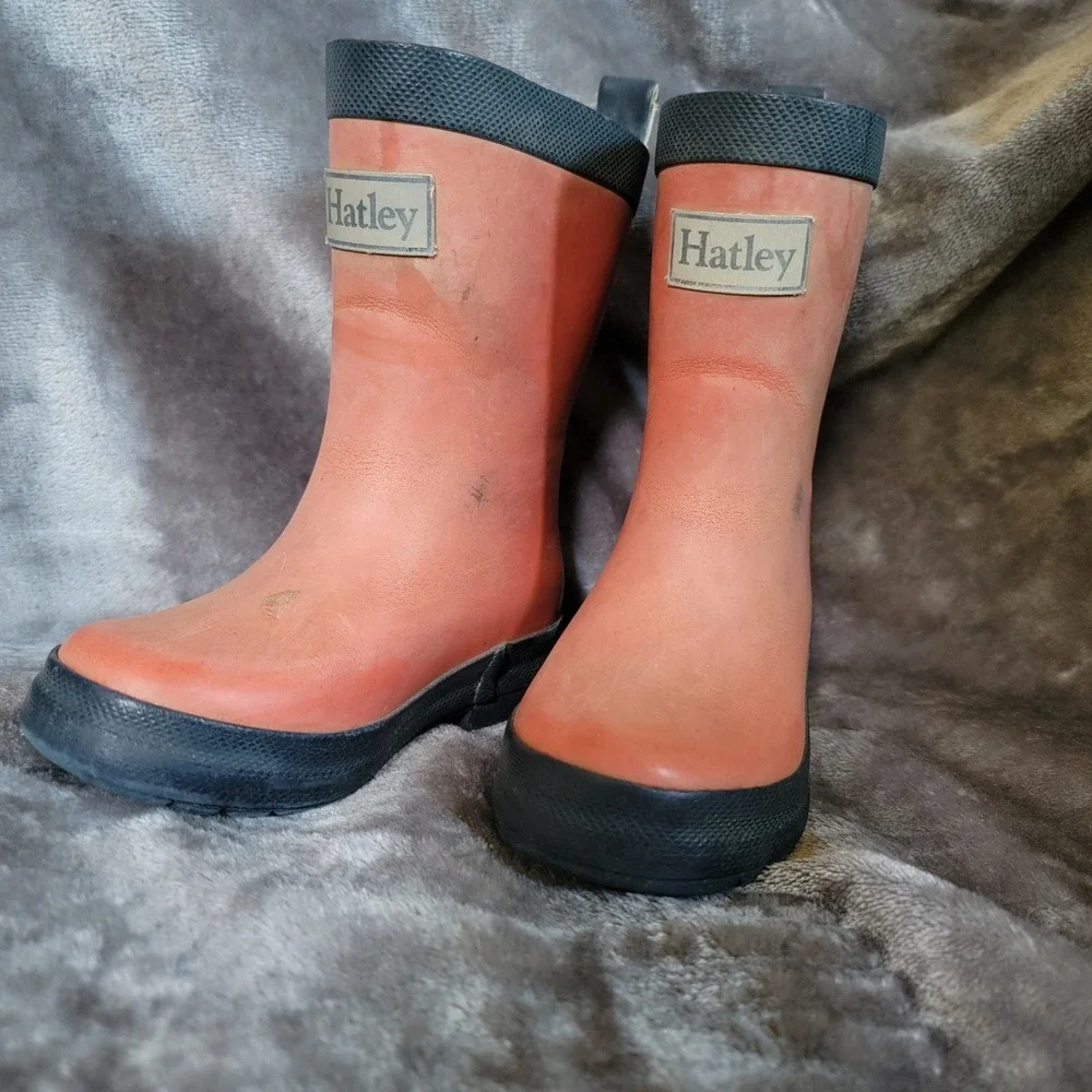 Hatley Rain Boots Toddler Size 6 Faded Red Fair Waterproof Rubber Striped